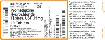 Label 25mg 10ct (Label Promethazine HCl Tabs 25mg Bpi(10544 051 10) Kvk(10702 003 10) Rev0)
